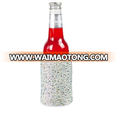 Bar club use insulated womens sparkly neoprene rhinestone bling cooler sleeve beer bottle coolers