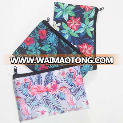 Fashionable neoprene cosmetic bag case with heat transfer printing