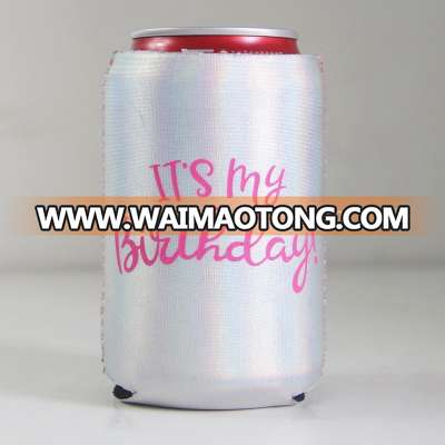 Hot Sale Metallic Color Sliver Neoprene Can Coolers Wedding Stubby Holder